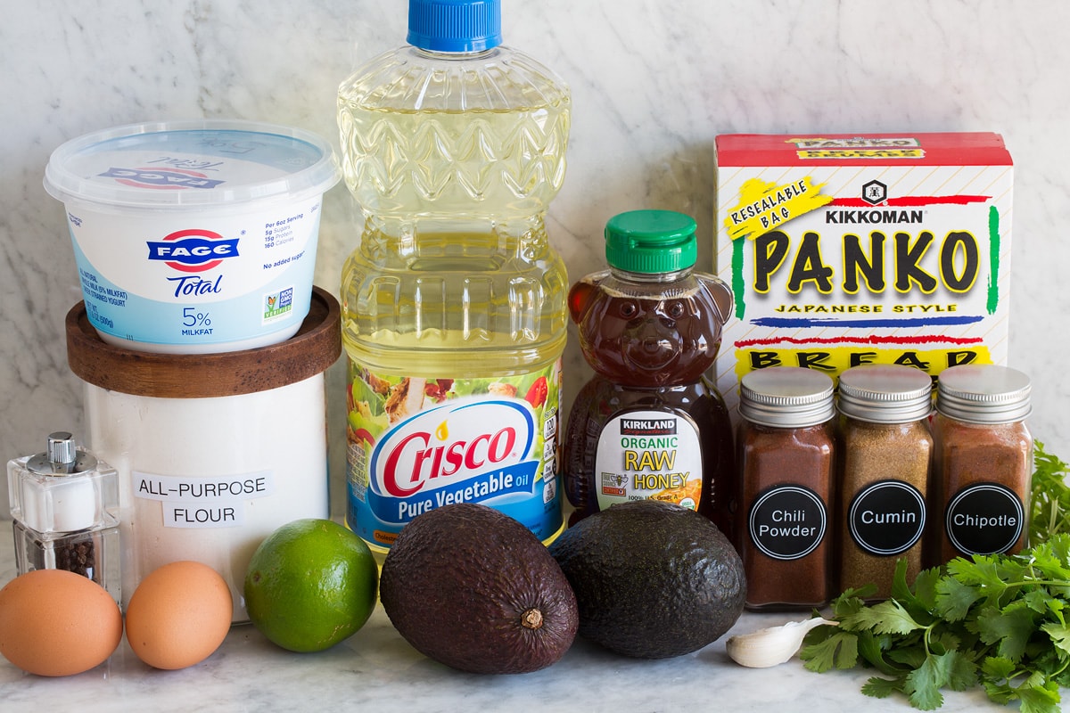 Photo of ingredients to make avocado fries.