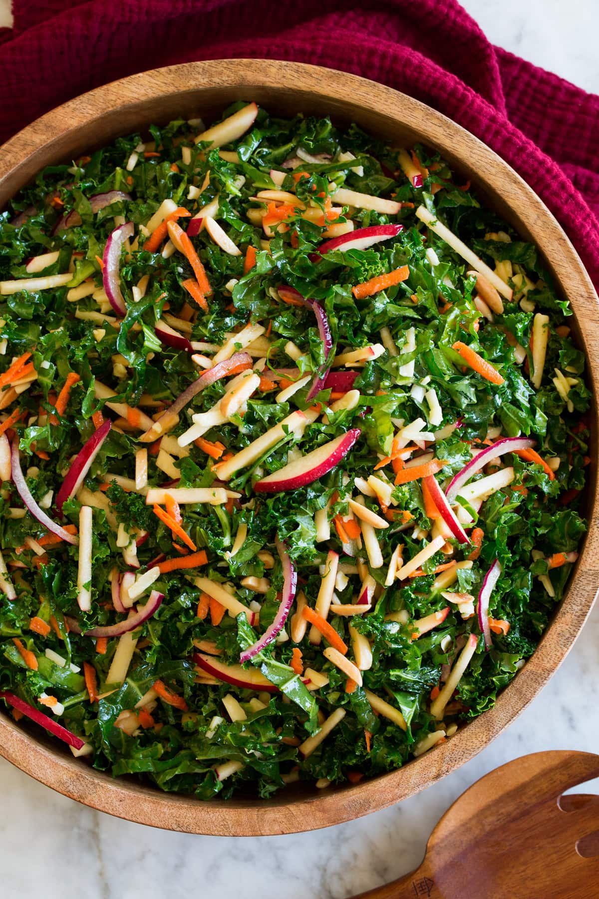 Photo: Kale salad shown from above.