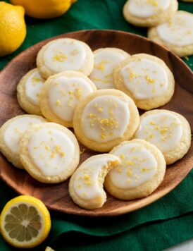 Plate of glazed lemon meltaway cookies.