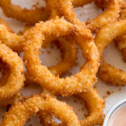 Panko breaded and fried onions rings.